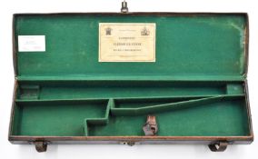Leather bound shotgun carry case with fitted interior and 'Alexander Henry Gun, Rifle & Pistol