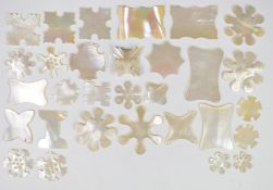 Twenty nine Chinese mother of pearl needlework / embroidery cotton or silk winders