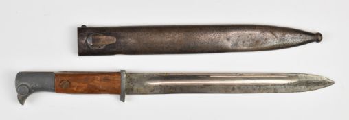 German Mauser bayonet with alloy hilt and wooden grips, Eickhorn to ricasso, 23cm fullered blade and