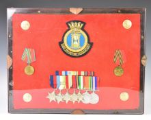 Royal Navy HMS Opportune associated bullion and cloth badge with five copy medals, Defence Medal and