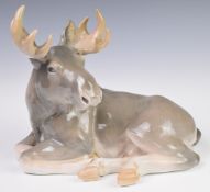 Copenhagen figure of a moose, light colourway, height 21cm