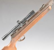 BSA Meteor Mk I .22 air rifle with semi-pistol grip, reeded forend, scope mounts and BSA scope,