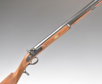 Decorative percussion hammer action sporting gun with functioning lock, chequered grip, brass tipped