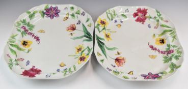 Two large shaped Spode dishes decorated in the English Floral pattern, 32 x 40cm