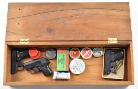 Three Perfecta blank firing pistols together a quantity of blank cartridges, some in original boxes.