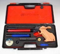 Morini CM 162 EI .177 PCP target air pistol with shaped wooden grip and adjustable trigger and