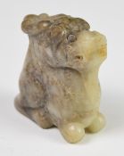 Chinese carved jade crouching Qilin figure, probably Ming Dynasty, height 4.5cm