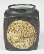 Troika pottery cube vase initialled NP and with Troika St Ives to base, height 9cm