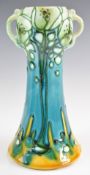 Minton Secessionist twin handled vase with 'no 4' to base, height 18cm