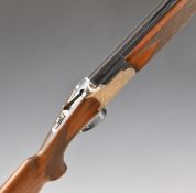 Lanber 12 bore over and under ejector shotgun with engraved locks, trigger guard, underside and
