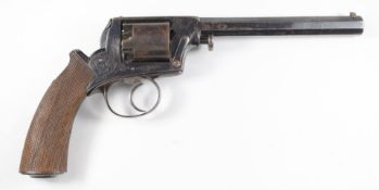 Adams type 80 bore five-shot semi-hammerless self-cocking revolver with engraved Dragoon frame,