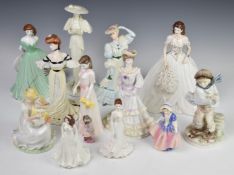 Collection of Royal Doulton and Coalport figures including limited edition examples, tallest 27cm