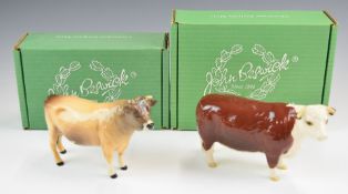 Beswick Hereford and Jersey cows, in boxes, tallest 12cm