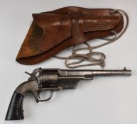 Allen & Wheelock .44 lip/ rim fire Army Model 5-shot single-action revolver with wooden grips and
