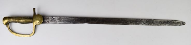 British Baker sword bayonet with c1801 with brass grip and knuckle guard and 56.5cm straight