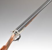W Richards of Liverpool 16 bore side by side hammer action shotgun with named and engraved lock,
