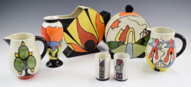 A collection of signed Lorna Bailey vases and jugs including Bridge and Stream, Flame, Inglewood,