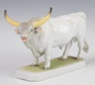 Herend porcelain model of a horned bull, height 12cm