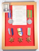 Royal Navy WW2 group of five medals comprising 1939/1945 Star, Atlantic Star with clasp for France