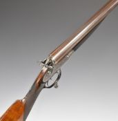 James Wilson 12 bore side by side hammer action shotgun with named and engraved lock, engraved