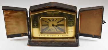 WW2 German Third Reich Nazi Kriegsmarine presentation clock in case inscribed 'zur erinneerung an