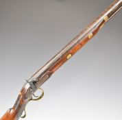 Unnamed 8 bore percussion converted from flintlock hammer action muzzle loading gun with engraved