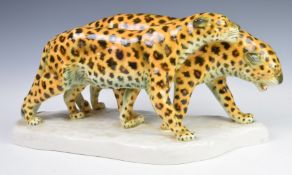 Dresden porcelain figure of a pair of leopards, modelled by Etha Richter, model number U1065