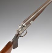 Albert Simonis of Belgium 12 bore side by side hammer action shotgun with named and engraved lock,