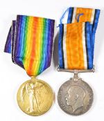 British Army WW1 medal pair comprising War Medal and Victory Medal named to 281865 Pte R W Burton,