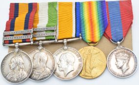 British Army Boer War and WW1 medals comprising Queen's South Africa 1899 and King's South Africa