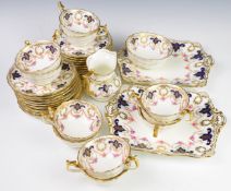 Cauldon decorative tea ware decorated with swags of flowers, including eleven trios, approximately