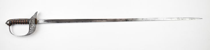 British 1895 pattern Infantry officer's sword with Queen Victoria cypher to pierced hilt and 183cm
