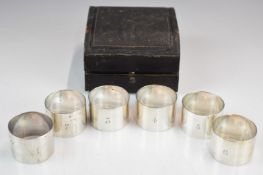 Victorian Goldsmiths and Silversmiths Company cased and numbered set of six hallmarked silver napkin