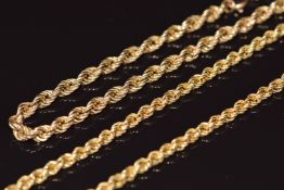 A 9ct gold rope twist necklace (45cm) and bracelet (18.5cm), 6.5g