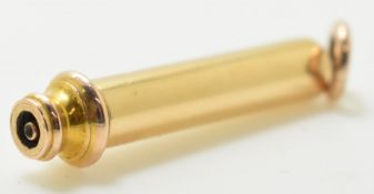 Yellow metal propelling pencil marked S Smith 85 Strand, 7.5cm long when extended, weight 7g all in