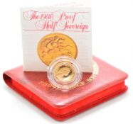 Royal Mint 1980 Queen Elizabeth II proof gold half sovereign, cased with certificate