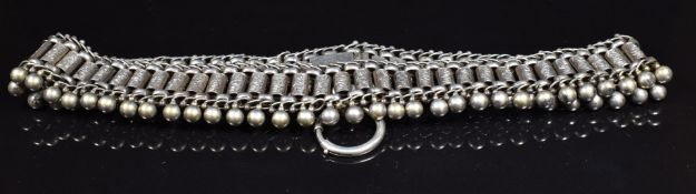 Victorian silver collar made up of engraved and sphere links