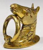Brass novelty door knocker formed as a horse's head, height 18cm
