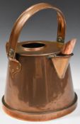 Buckby copper garden watering or canal boat can, indistinctly stamped with maker's mark to top,