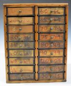 Haberdashery style apprentice / miniature or collector's chest of eighteen drawers, W24 x D18 x