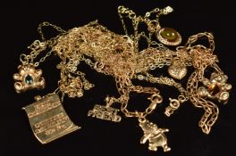 Eight 9ct gold pendants including teddy bears, 'best friend', heart, etc and eight 9ct gold
