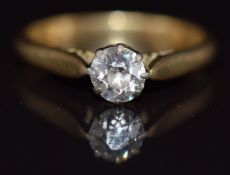 An 18ct gold ring set with a diamond of approximately 0.5ct, 2.9g, size L