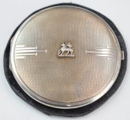 Art Deco hallmarked silver compact with military insignia to lid, possibly for the Royal Welsh,