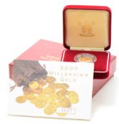 Royal Mint 2000 Queen Elizabeth II proof gold half sovereign, cased with certificate