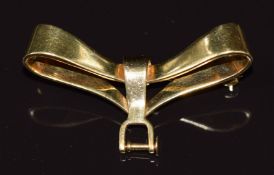 An 18ct gold bow brooch, 10.9g 4.3x2.3cm