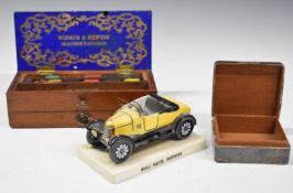 Winsor and Newton mahogany cased watercolour set, W20 x D9 x H7cm, hallmarked silver cigarette box