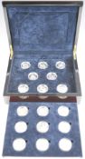 Seventeen various crowns in deluxe case, includes some highlighted with gold decoration,