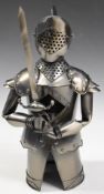 Novelty suit of armour wine bottle cover, height 33cm