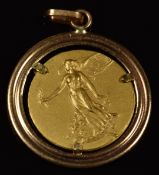 An 18ct gold pendant depicting an angel, 2.6g