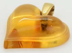 Lalique glass pendant in the form of a heart, signed Lalique